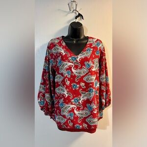 Qearal burgundy paisley blouse